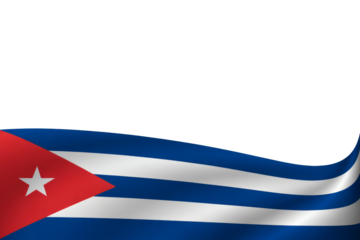 Waving Cuban flag with transparent copy space above background for design elements, national pride celebration and patriotic events promotion
