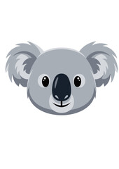 Obraz premium A cute, stylized illustration of a koala bear's face with large, round ears and big, dark eyes.