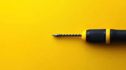 Yellow background, small screwdriver, DIY project, tool
