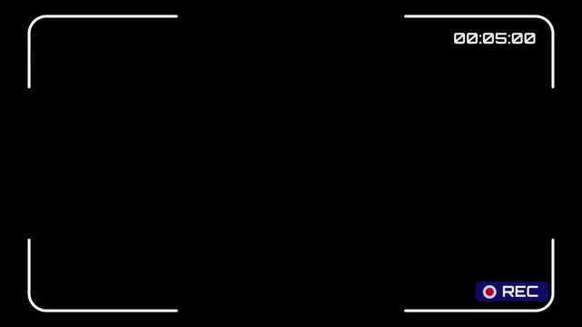 Video Recording Camera Screen Overlay Template with REC Indicator and Running Time Counter 4k video animation seamless loop