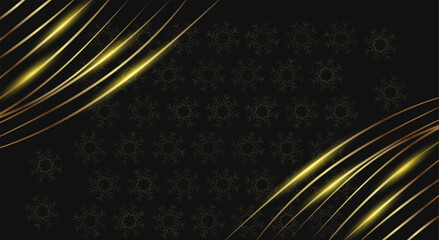 Golden Snowflake Pattern on Black Background  Luxury Holiday Design