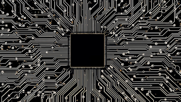 Electronic circuit board lines and chip background