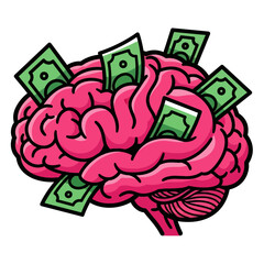 Brain with Money Symbolizing Financial Intelligence and Wealth Creation.