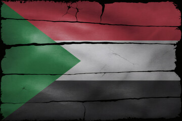 Distressed flag of Sudan with grunge texture, perfect for illustrating history or national identity in design projects