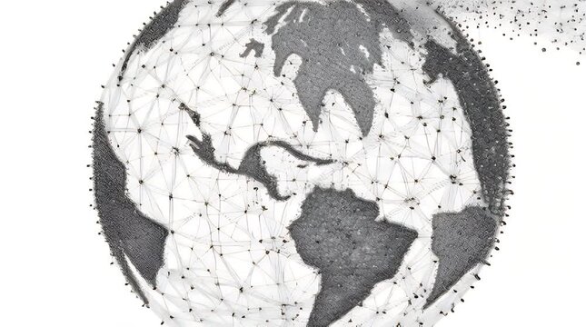 Abstract planet sphere with geometric net