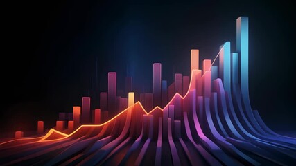 Dynamic visualization of abstract financial data growth, displaying rising trends and analytical insights on a futuristic digital background - Powered by Adobe