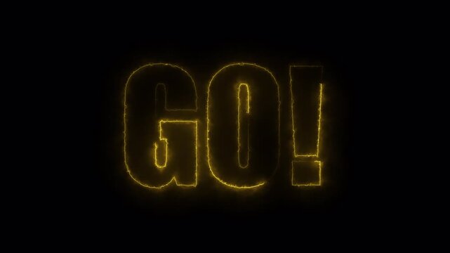 3 2 1 go yellow neon text animation for countdown launch start and energetic transitions, 321 go! ext.