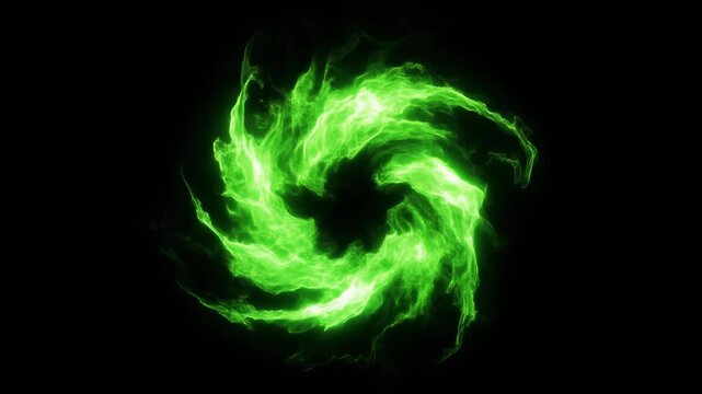 Green Fire Vortex Swirl Energy Background Loop Abstract Effect