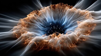 A colorful explosion with a blue hole in the middle