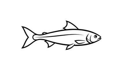 Obraz premium Simple black and white fish illustration in minimalist style