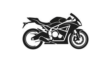 Obraz premium Black silhouette of a sports motorcycle on white background