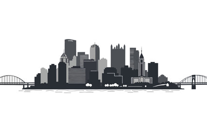 Obraz premium Minimalist vector skyline of a modern city with bridges