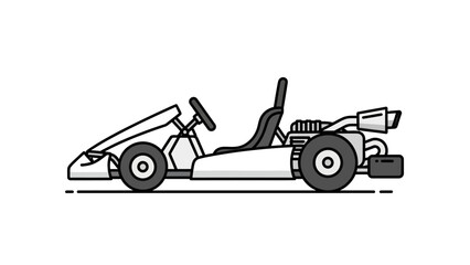 Minimalist vector illustration of a go-kart side view design