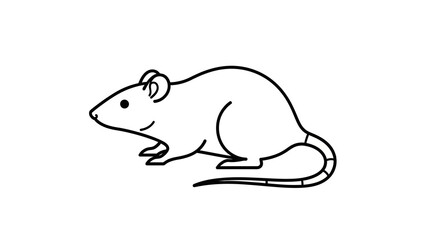 Simple Black and White Line Drawing of a Mouse