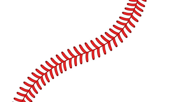 Red baseball seam pattern on white background