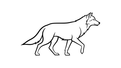 Minimalist black and white wolf line art illustration