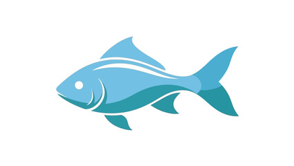 Blue stylized fish illustration on a white background
