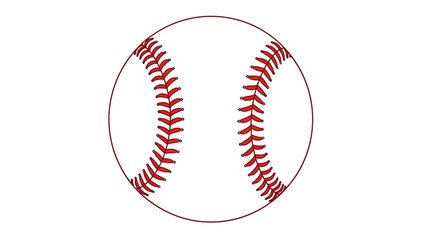 Simple baseball vector illustration with red stitching on white background
