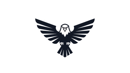 Minimalist black and white eagle logo with spread wings