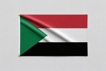 Official flag of Sudan waving gently showing patriotism and national pride for Sudanese independence day celebration