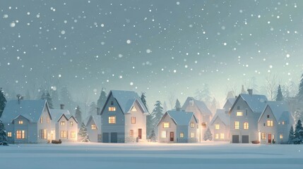 White Village on a Day of Falling Snow