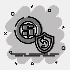 Icon cashback guarantee. Black Friday Sale elements. Icon in comic style.