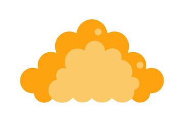 Popcorn cloud shaped composition on white background, isolated popcorn pieces forming fluffy abstract cloud, creative food concept, minimalistic snack art, fun airy pattern, light popcorn design