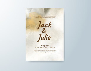 Wedding invitation with abstract splash watercolor