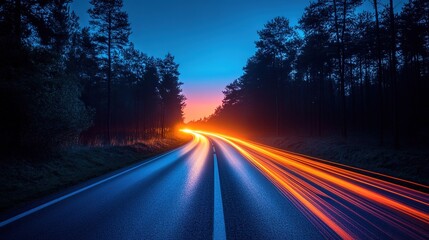Fototapeta premium Road illuminated by lights