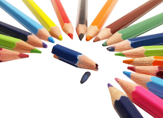 Colored pencils isolated on white background