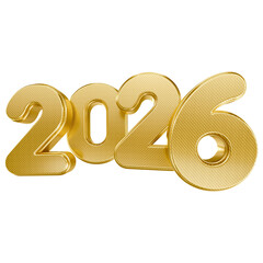 Golden 2026 Number in 3d render