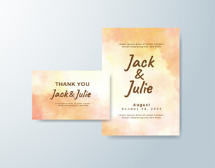 Wedding invitation with abstract splash watercolor