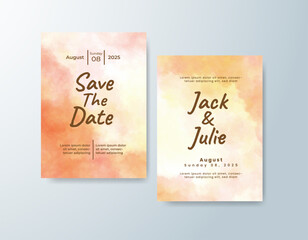 Wedding invitation with abstract splash watercolor