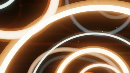 Abstract spiral pattern of glowing circular lights with warm tones and soft illumination