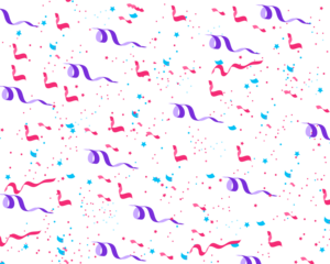 Colorful confetti and ribbons on transparent background for party decoration