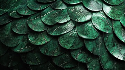 Obraz premium Anaconda, scales like polished malachite, deep green and swirling, surreal gemstone texture, moody jungle lighting effect
