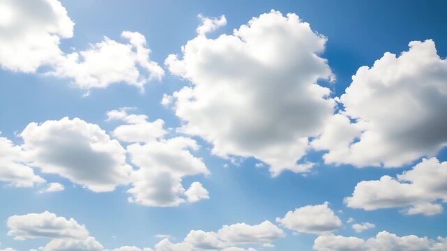Bright blue sky with fluffy white cumulus clouds image