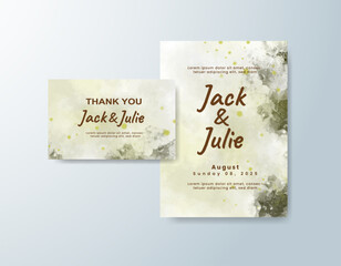 Wedding invitation with abstract splash watercolor