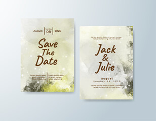 Wedding invitation with abstract splash watercolor