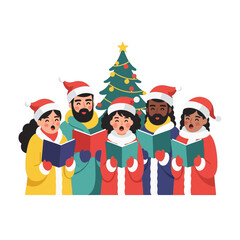 santa claus with christmas tree