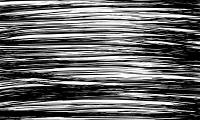  Grunge horizontal hatching texture background. Hand-drawn ink brush lines with chaotic, uneven, rough parallel streaks. Black and white distressed banner template.