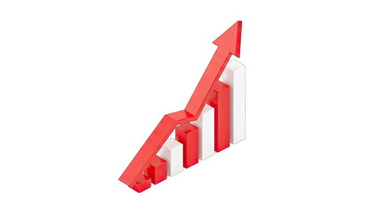 Red Arrow Pointing Up on Growth Chart in White Background