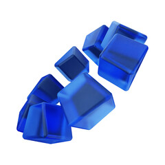 Floating Blue Transparent 3D Cubes Abstract Geometric Composition