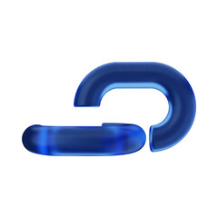 Blue Split Link 3D Shape with Rounded Glossy Geometry