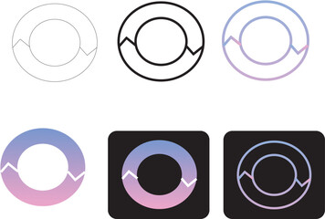 Set of minimalist circular diagram infographic elements with blue and pink gradient, perfect for presentations and data visualization