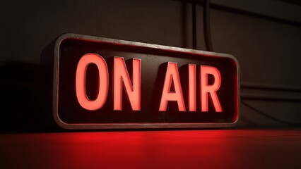 On air sign with red neon lighting