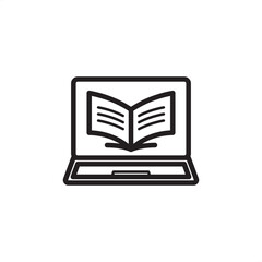 E-learning icon symbolizing online training, digital coursework, and flexible knowledge acquisition, representing HR development, L and D programs, skill enhancement, and employee education.
