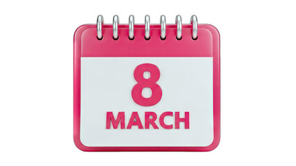 Pink Calendar Showing March 8th for International Women's Day