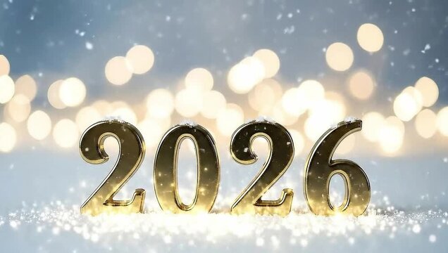 Happy ew year 2026, winter snow foling