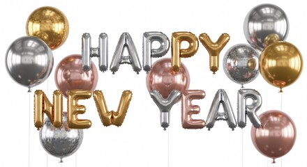 Metallic happy new year balloon decoration for celebration announcement